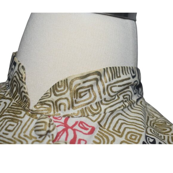 Vintage 50s 1950s Cheongsam Style Wiggle Dress Metallic Gold Intricate Print S M - Picture 8 of 9